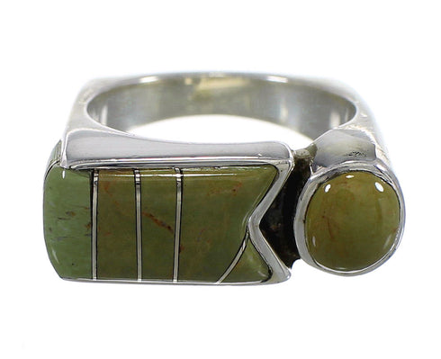 Turquoise Inlay Silver Southwestern Ring Size 7-1/4 QX84067